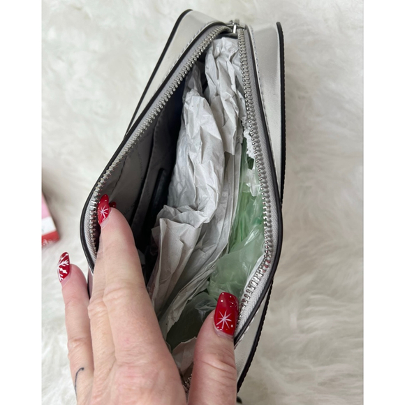 Michael Kors Large Jet Set Logo Crossbody In Silver - Picture 7 of 9